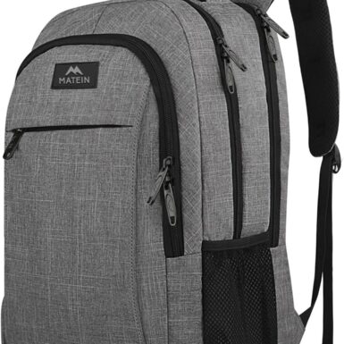 MATEIN Travel Laptop Backpack, Business Anti Theft Slim Sturdy Laptops Backpack Personal Item Bag, Water Resistant College School Computer Bag Gift for Men & Women Fits 15.6 Inch Notebook, Grey